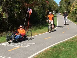 Bikes on a bike path.